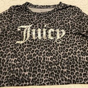 Juicy Couture Kids Velour Leopard Print Tee Black and Gray Sleepshirt